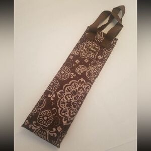 Thirty One 31 Perfect Bottle Thermal Tote Wine Cooler Gift Bag Brown Paisley